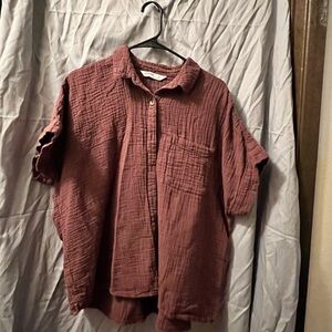 Sonoma Plum Textured Button-Up Shirt